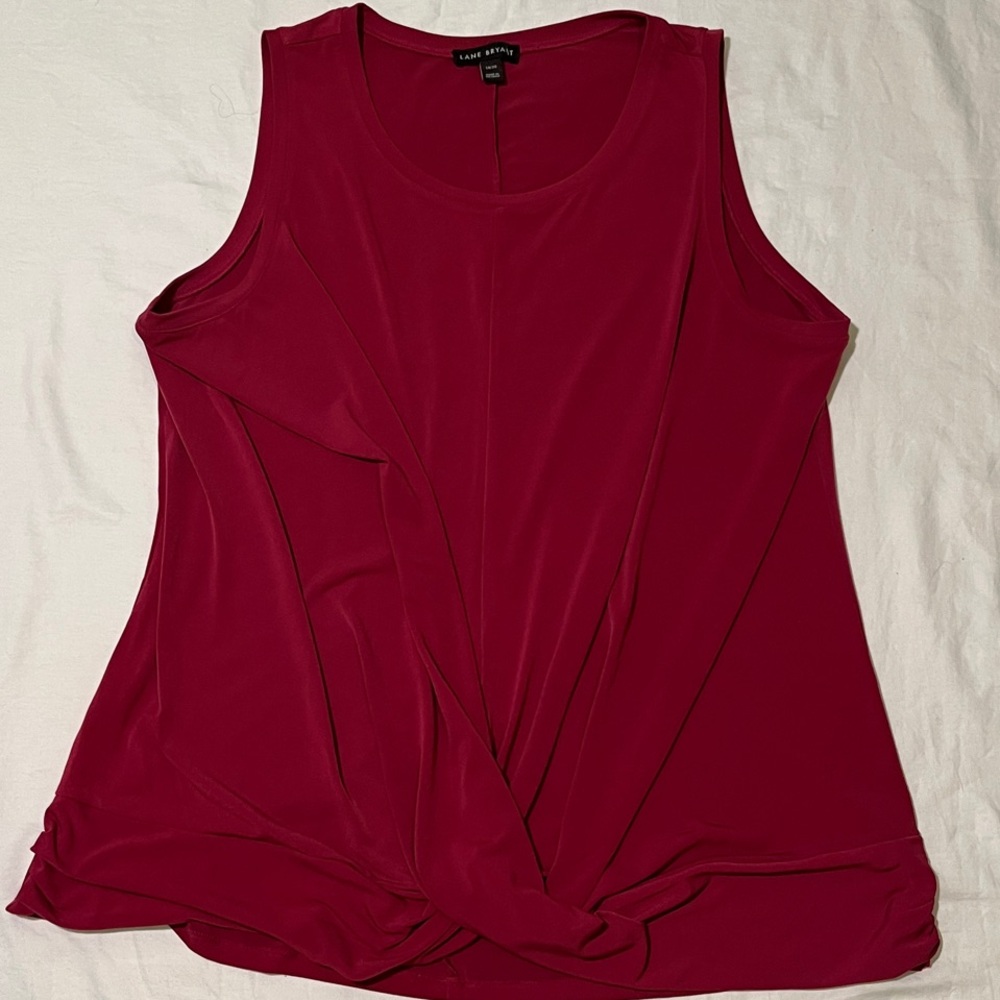 Lane Bryant Deep Red Tank Top Size 18/20 Crossover at Bottom